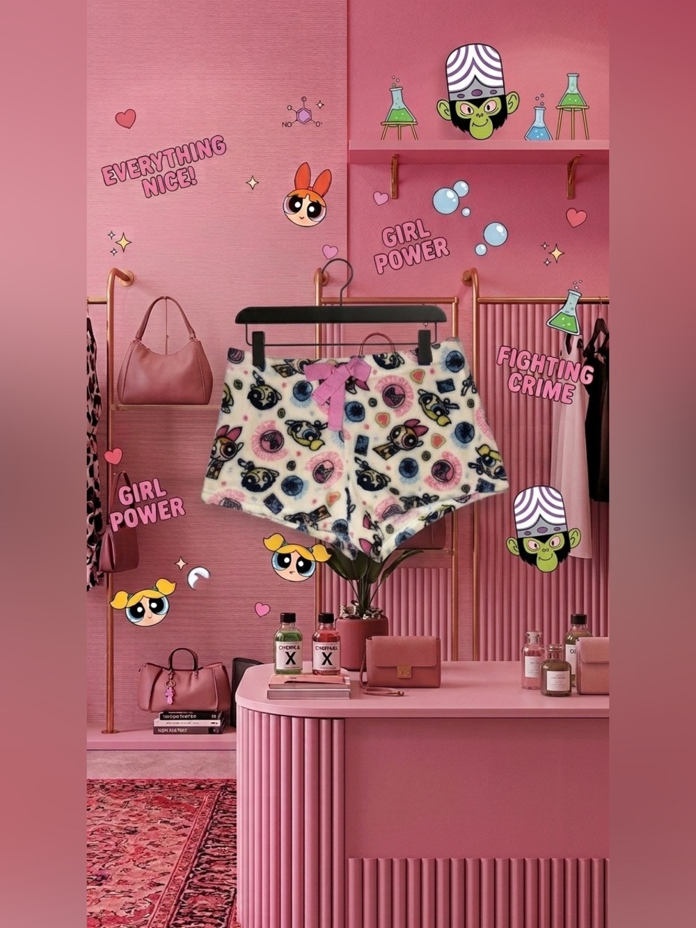 Powerpuff Girls Plush Lounge Shorts - Juniors XL